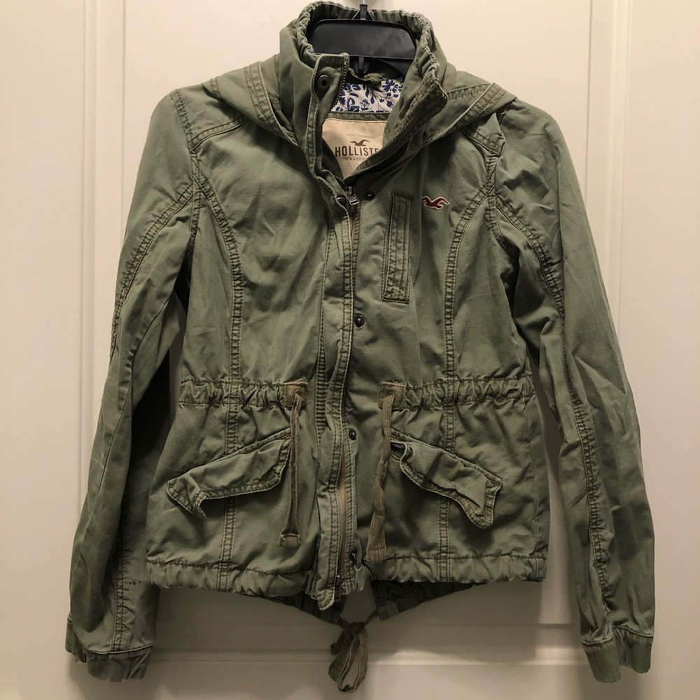 Hollister HCO Y2K Green Hooded Thin Cotton Parka Jacket XS - Picture 1 of 3